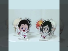 Gepersonaliseerde kerst sleutelketting met metalen ring en transparante sneeuwman print