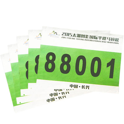 Wedstrijd Tyvek Running Bibs, Traanbestendige Pinning Race Bib 0.5mm