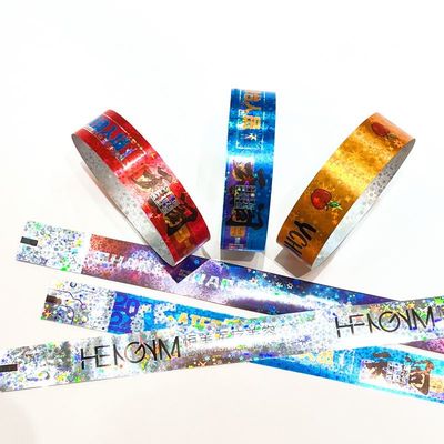 Beveiliging Tyvek papieren armbanden met aangepaste logo drukwerk en sequentiële nummering