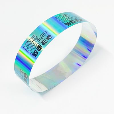 Fabriek Groothandel Laser Glitter Flash Wrist Strap Customized Style Barcode Logo Paper Wristband Voor Evenementen