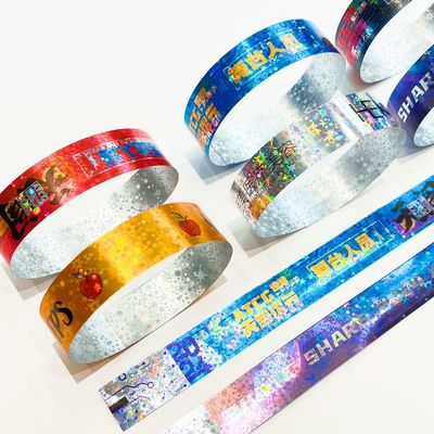 Warm te koop glanzende laser glitter promotie polsband waterdicht laser papier armband volwassen kind evenementen toelating polsband