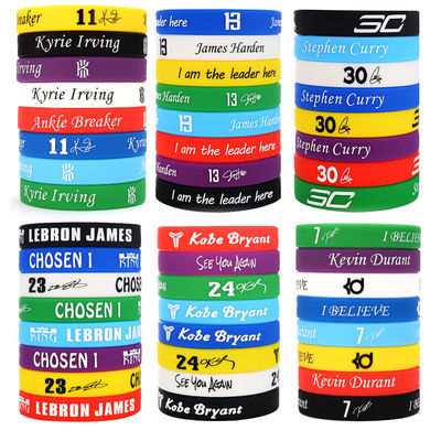 Op maat gedrukte siliconen polsbandjes Basketbal Spelen Sterrenbal Promotie Meerdere kleuren Nachtglans Lichtgevende siliconen band