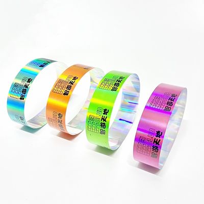 Fabriek Groothandel Laser Glitter polsband Neon Kleur Ranibow Laser Barcode Logo Glanzend Laser Papier Armband Voor Evenement