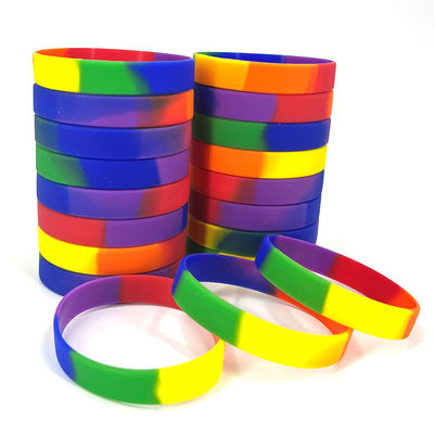 Custom Logo/Brief/Word/Patroon Geprinte Silicone Armbanden Promotie Multi Kleur Regenboog Gradiënt Silicone polsband