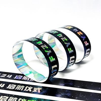Fabriek Groothandel Papier Armbanden Evenement Custom Concert Neon Regenboog Schitterend Laser Promotie Geschenk Papier Armband