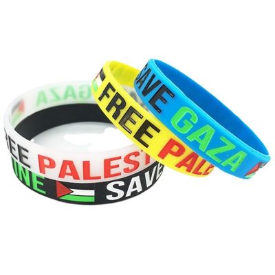 Slogan Waarschuwwoord Geprinte Silicone Armbanden Custom Flag Free Palestina Save Gaza Souvenir Silicone Armbanden