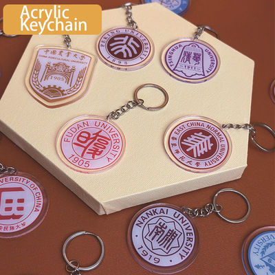Op maat gemaakt schoolfeest Dag Geschenk Acryl Sleutelhanger Met Metalen Ring Geschenk School Emblem Symbool Acryl Sleutelhanger