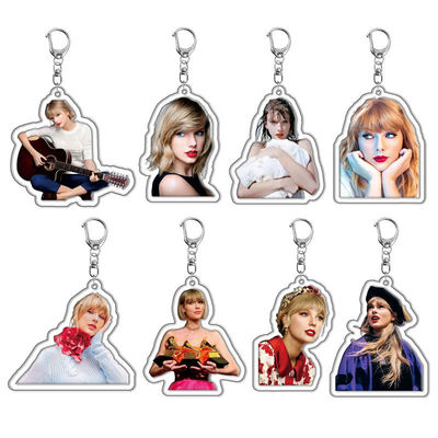Fabriek Custom Holographic Acrylic Sleutelhanger Ster Zanger Taylor Swift Picture Printed Key Ring Acrylic Sleutelhanger