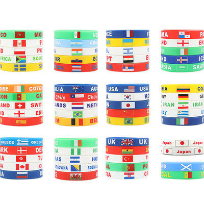 Custom Nationaal Dag Silicone Armband Voetbal Wereldbeker Nationale Vlag Rubbery UK USA Land Vlag Armband