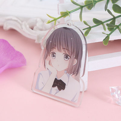 Gepersonaliseerde Acrylische sleutelhanger met metaal ring zijde scherm gedrukt
