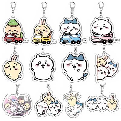 Silk Screen Printed Acrylische Sleutelhanger schattig Cartoon Character Duurzame Metalen Ring inbegrepen