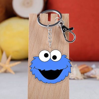 Metalen Ring Aanhangsel Transparante Acryl Sleutelhanger Duurzame Cartoon Sesamstraat Print