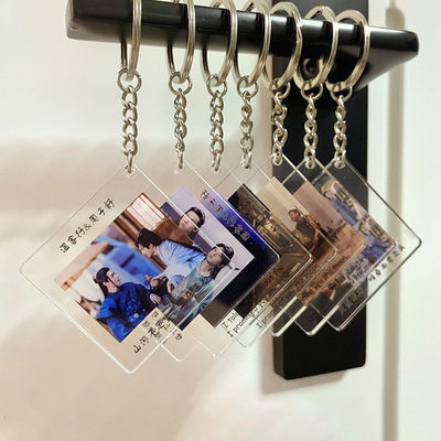 Geschenk Acryl Sleutelhanger Custom Lover Paar Familie Vriend Foto Geprinte Acryl Foto Sleutelhanger