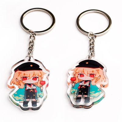 Vervaardiger Patroon Gedrukt Acryl Sleutelhanger Caricatur Cartoon Character schattig Duurzame Metalen Ring Charm Acryl Sleutelhanger