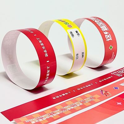 PP synthetisch papier Custom Event Armband Party Park Logo Gedrukt Waterdicht Zweetbestendige Toegang Wristbands