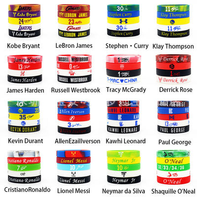 Op maat gedrukte siliconen polsbanden Basketbal Spelen Star Football Promotie Multi-Kleurig Souvenir Silicone Armbanden