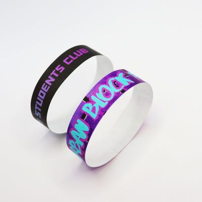 Custom logo Tyvek papieren polsbanden waterdicht volkleurige drukband met sluiting