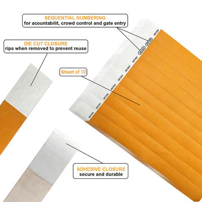 Custom logo sequentiële nummering Tyvek polsband zwembad waterdicht volkleurend drukwerk wegwerparmband pols Banad