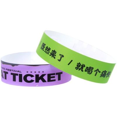 Aanpasbare VIP-papier met volgorde nummering Armbanden waterdicht Tyvek-papier polsbandjes voor festival evenementen