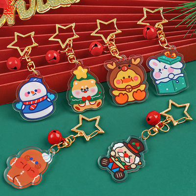 Kerst sneeuwman gedrukte acryl sleutelhanger sleutelhanger voor feestelijke decoratie