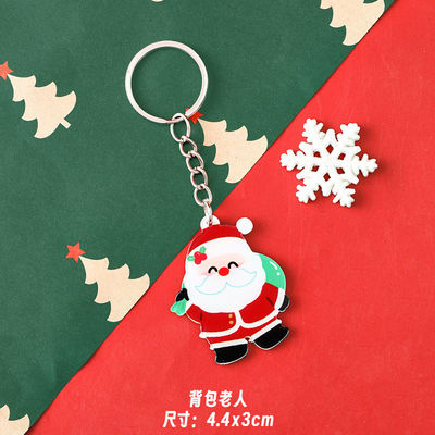 Kerstfeest Acrylische sleutelhanger met metalen ring en schattige sneeuwman amuletten