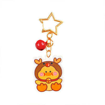 Kerstfeest Custom Acrylische Sleutelhanger Sleutelhanger Transparante Leuke Cartoon Kerstfeest Sneeuwman Charms Sleutelhanger