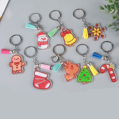 Kerstfeest Sneeuwman Sleutelhanger Transparante Acryl Sleutelhanger met Custom Pattern