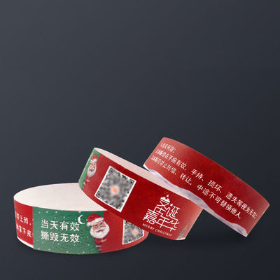 Kerstfeestfeest Vergadering Tyvek Papier Armbanden Beveiliging met kleurenprinten