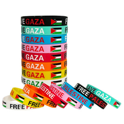 Custom Flag Silicone Armbanden voor Souvenir van Vrije Palestina Red Gaza Geprinte logo