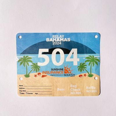Hoog verscheuringsvermogen afdrukbare race runner chip racing bib nummers voor marathon evenement