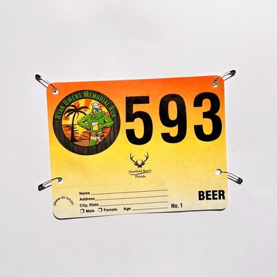 Volwassenen Marathon Running Tyvek Bib met aangepast waterdicht ontwerp in Wit Rood Blauw